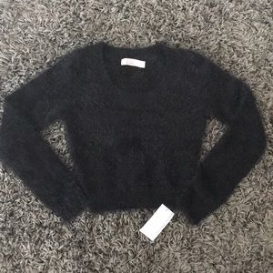 American Apparel Black Cropped Fuzzy Sweater Small